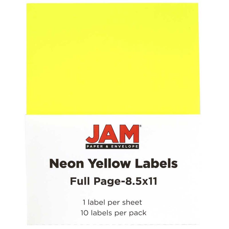 JAM PAPER Full Sheet Shipping Labels - Printable Sticker Paper - 8 1/2 x 11 - Neon Yellow - 10 Full Pages/Pack - Image 4